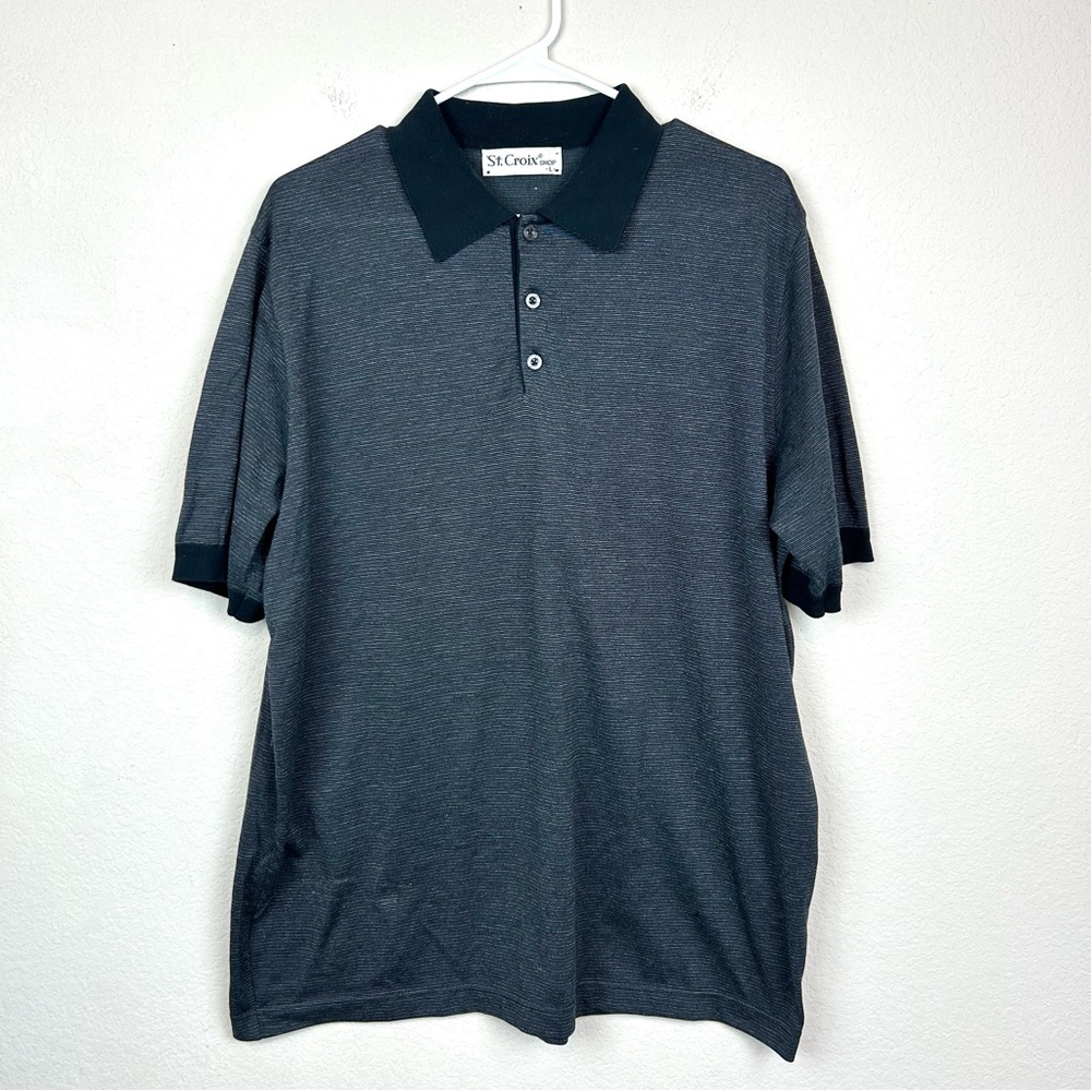 St. Croix Men's Gray & Black Polo Shirt